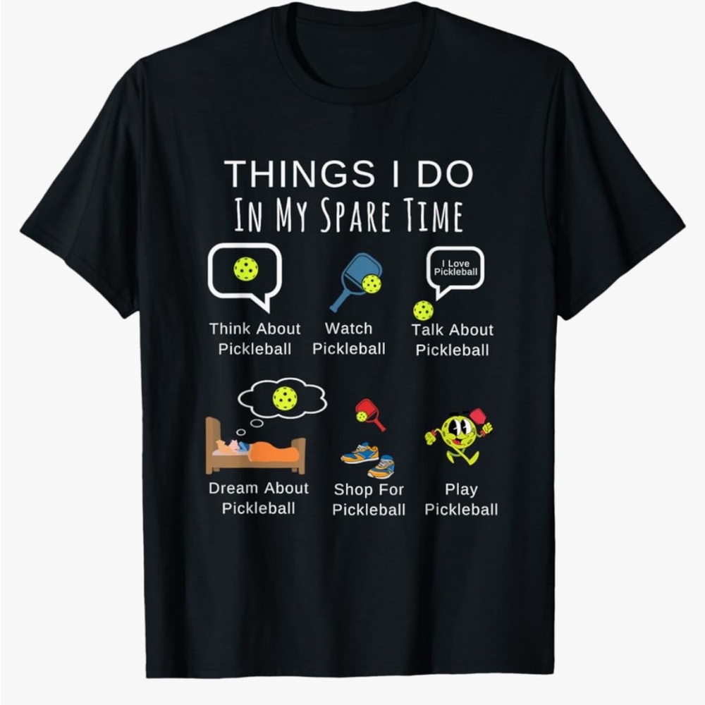 BOGO‼️Black Pickleball Graphic T-Shirt 2XL #541